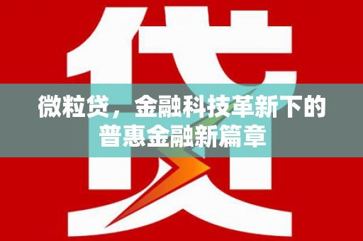 清丰微粒贷，金融科技革新下的普惠金融新篇章