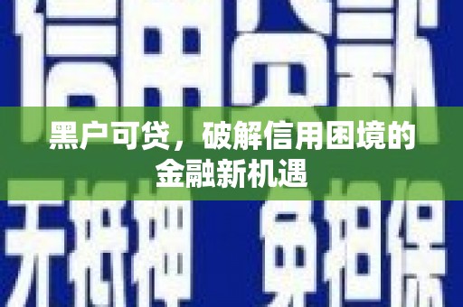 清丰黑户可贷，破解信用困境的金融新机遇