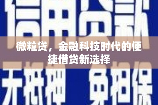 清丰微粒贷，金融科技时代的便捷借贷新选择